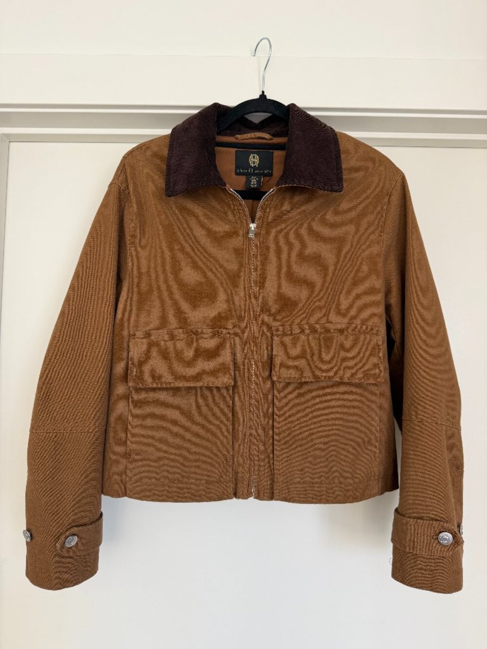 House of Harlow 1960 | Cropped Brown Utility Jacket with Contrast Collar